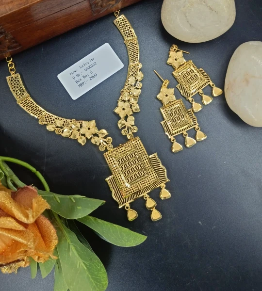 BX-5 One Gram Gold Foaming  Dubai Necklace Set 0000102