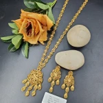 BX-44 One Gram Gold Foaming Dubai Long Necklace Set 0001225