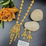 BX-44 One Gram Gold Foaming Dubai Long Necklace Set 0001239