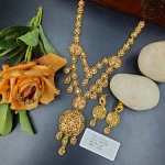 BX-44 One Gram Gold Foaming Dubai Long Necklace Set 0001236