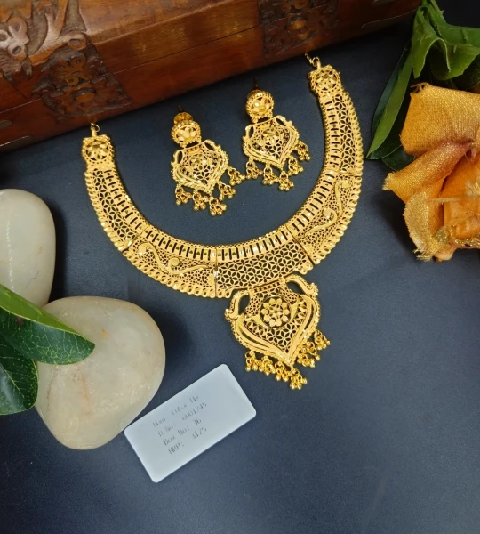 BX-36 One Gram Gold Foaming Dubai Necklace Set 0001245