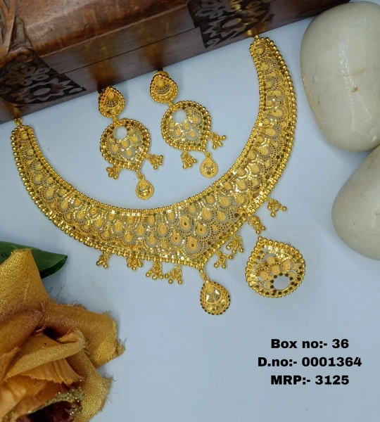 BX-36 One Gram Gold Foaming Dubai Necklace Set 0001364