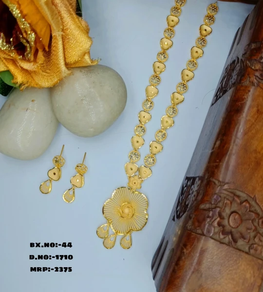 BX-44 One Gram Gold Foaming Dubai Long Necklace Set 0001710