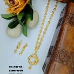 BX-44 One Gram Gold Foaming Dubai Long Necklace Set 0001708