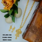 BX-44 One Gram Gold Foaming Dubai Long Necklace Set 0001705