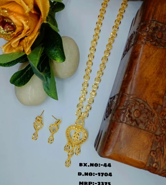 BX-44 One Gram Gold Foaming Dubai Long Necklace Set 0001704